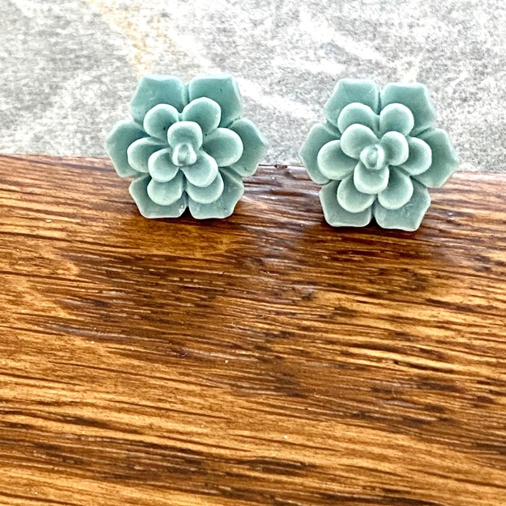 Francesca’s flower earrings mint blue floral studs post back jewelry collection